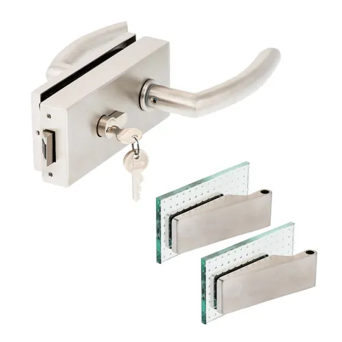 Glastürbeschlag Q PZ + Studio Bänder Edelstahl Glastürschloss +PZ Hope