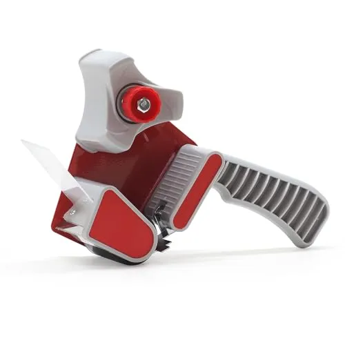 WAYTEX 930913 Paketbandabroller bis 50 mm Breite, professioneller Klebeabroller mit ergonomischem Griff, Grau/Rot