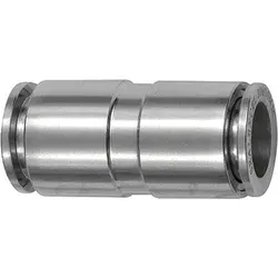 Edelstahl Gerade Steckverbindung 16 mm - Druckluftzubehör für Schlauch-Außen-Ø 16 mm, aus korrosionsbeständigem Edelstahl 1.4404, ideal für aggressive Umgebungen und hohe Druckverhältnisse.