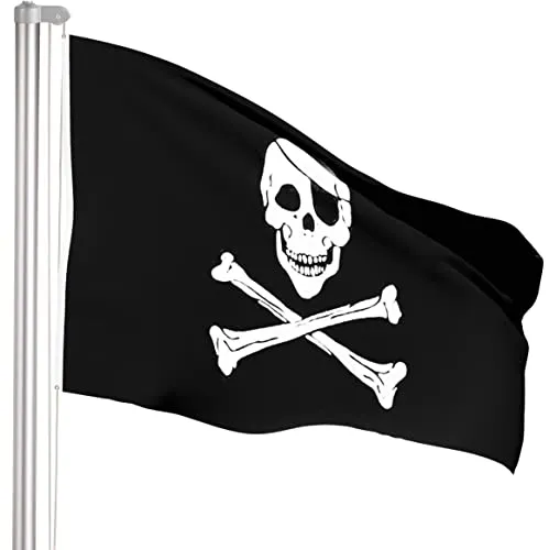 BRUBAKER Aluminium Fahnenmast Flaggenmast 4 m inklusive Deutschland Flagge + Piraten Flagge 150 x 90 cm und Bodenhülse