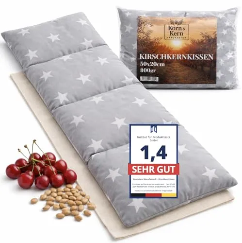 KORN&KERN Manufaktur® Kirschkernkissen Wärmekissen 20x50 cm – 800 g – Mikrowellengeeignet – Natürliches Wärmekissen mit Kirschkernen – Sternenmuster – Heißwasserflaschen-Alternative