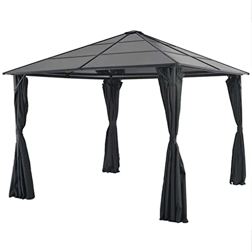 vidaXL Gartenpavillon mit Vorhang - 3x3 m Aluminium, elegantes Design und UV-beständiger Schutz für perfekte Outdoor-Events