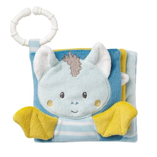 Fehn 065152 Soft-Bilderbuch Fledermaus/Fühlbuch aus Stoff mit Tier Motiven - mit Quietsche, Raschelpapier und Spiegel für Babys und Kleinkinder ab 0+ Monaten/Maße: 11x11 cm
