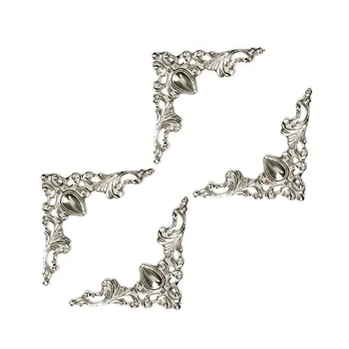 VORCOOL 24 Stück Antike Kantenabdeckung Kantenschutz Metall Eckenschutz Eisen Kasten Buch Album Vintage Ecken Dekoration (Silber)