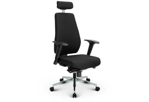 Versee Chefsessel Bürostuhl V1404 Stoff Schwarz – ergonomisch, bis 150 kg belastbar (Drehstuhl für Büro und Home Office), mit Lendenstütze, höhenverstellbar, gepolstert, Synchronmechanik