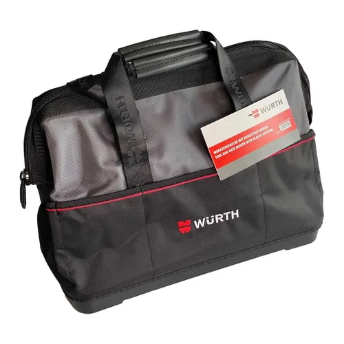 Würth Werkzeugtasche mit Kunststoffboden und Schultergurt 0715930223 - Werkzeugtasche aus robustem Polyester, mit praktischem Schultergurt und stabilem Kunststoffboden für optimale Standfestigkeit.