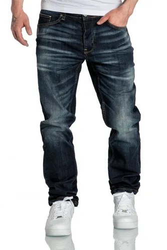 Amaci&Sons Herren Jeans Regular Straight Fit Destroyed 7984 Dunkelblau W29/L32 - Stylische Herren Jeans im Regular Straight Fit mit Destroyed-Elementen. Ideal für legere Outfits und höchsten Tragekomfort. Perfekt für jeden Anlass.