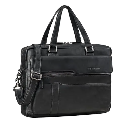 STILORD Matthew Echt-Leder Aktentasche A4 - Elegante Business Aktentasche aus echtem Rindsleder, perfekt für Laptop bis 16 Zoll. Mit durchdachtem Fächersystem und verstellbarem Schultergurt – ideal für stilvolle Auftritte im Büro oder auf Reisen.