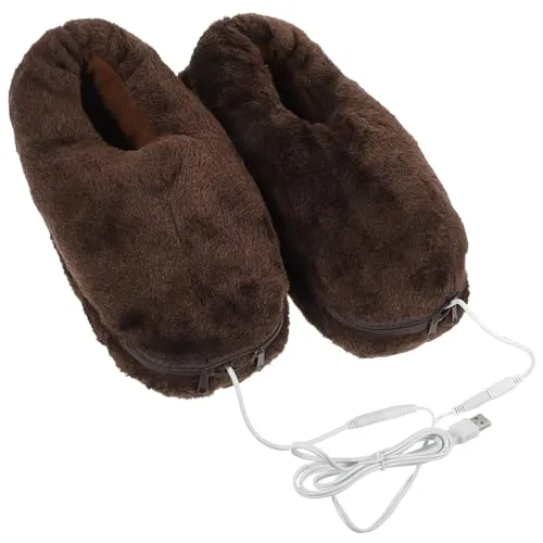 USB Elektrische Heizung Hausschuhe Fußwärmer Elektrisch Beheizte Schuhe Winterschuhe für Erwachsene (Medium), Schwarz, Medium