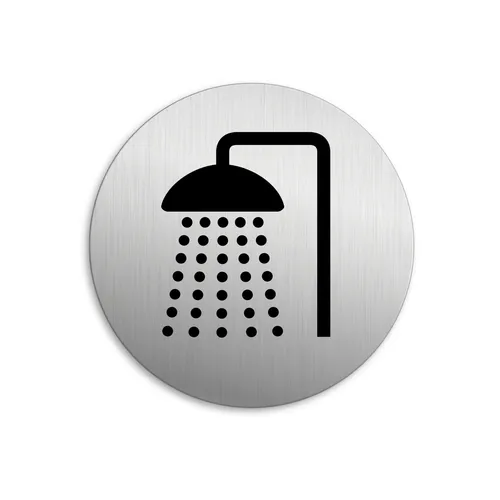 Schild Dusche Bad Ø 75 mm Aluminiumschild vertikal gebürstet selbstklebend