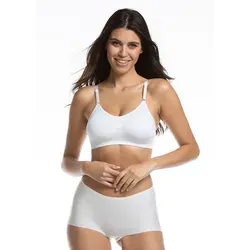 MAGIC Bodyfashion Bustier Comfort Bra bequemer nahtloser und bügelloser Träger-BH weiß XXL