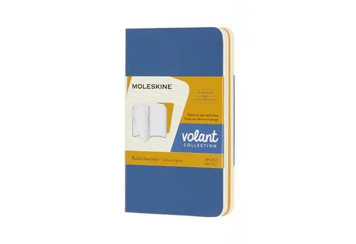 MOLESKINE Notizbuch, Volant - 2er Set - Weicher Einband - XS(6.5x10)- Liniert - Blau - Gelb