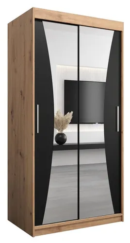 ABIKS MÖBEL Schwebetürenschrank MONACO mit Spiegel - Moderner Kleiderschrank mit Schiebetüren, ideal für kleine Räume. Er bietet viel Stauraum dank cleverer Innenaufteilung und ist in verschiedenen Größen erhältlich. Hochwertige Materialien garantieren Langlebigkeit und ansprechendes Design.