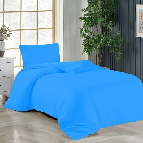 Bettwäsche 200x220 + 2er 80x80 cm Dunkeltürkis Bettbezug Baumwolle, 3-teilig