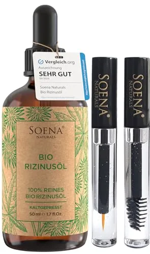 BIO RIZINUSÖL 100% REIN Kaltgepresst | Wimpernfläschen Kit | Für Haare Wimpern Augenbrauen & Haut | Haarwachstum