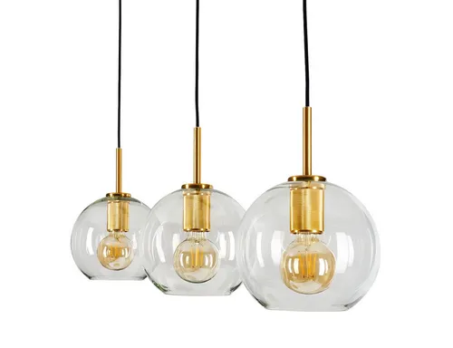 hofstein Pendelleuchte »Radda« - Retro Deckenlampe in Gold mit klaren Glasschirmen - Stilvolle Hängeleuchte für den Innenbereich, verstellbare Höhe bis 123 cm, ideal für modernes Wohnen. Hochwertige Materialien und elegantes Design verleihen jedem Raum einen besonderen Akzent.