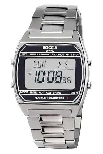 Boccia Digitaluhr Digital Armband-Uhr Titan Grau von Boccia Titanium