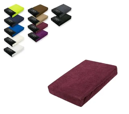 EXKLUSIV HEIMTEXTIL Frottee Spannbettlaken 180-200 x 200 cm - Spannbetttücher aus 80% Baumwolle, 20% Polyester, Öko-Tex zertifiziert. Mit Rundumgummizug für perfekten Sitz und faltenfreie Oberfläche, ideal für Matratzen bis 25 cm Höhe.