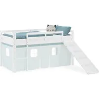 Homestyle4u Hochbett mit Rutsche, Mintgrün & Weiß, 90x200 cm - Kinderzimmermöbel mit integrierter Rutsche für fröhliche Morgen. Robustes Hochbett aus Kiefernholz, sicher und langlebig, perfekt für kreative Rückzugsorte.