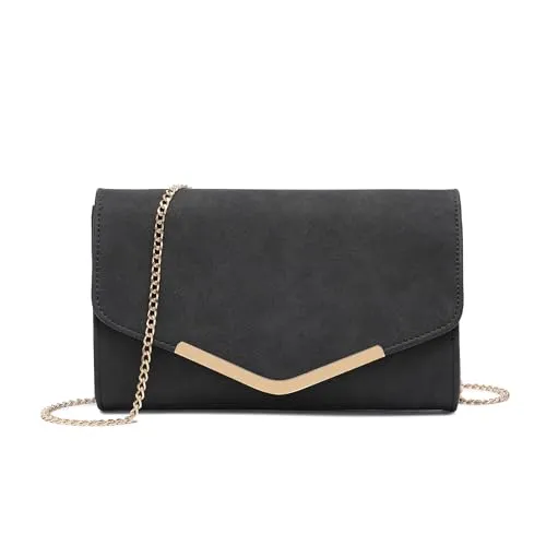 Miss Lulu Damen Clutch Elegante Umschlag Abendtasche mit Kette Hochwertige Handtasche für Hochzeit Party und Abschlussball