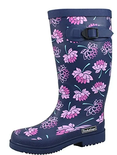 Bockstiegel Damen Gummistiefel Lena - Modische Regenstiefel in Dunkelblau - Wanderschuhe mit circa 33 cm Schafthöhe, kälteisolierender Einlegesohle und stylischer Zierschnalle für optimalen Komfort und Trendbewusstsein.