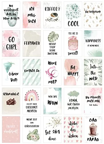 Edition Seidel Set 25 Postkarten Leben & Momente mit Sprüchen - Karten mit Spruch - Geschenk - Dekoidee, Liebe, Freundschaft, Leben, Motivation, Geburtstagskarten lustig Postkarte Karte SW03