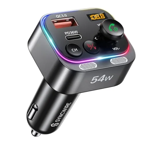 Syncwire Bluetooth 5.4 FM Transmitter Auto Ladegerät 54W PD&QC3.0