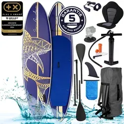 BRAST® SUP Board Shark – Aufblasbares Stand up Paddle Set mit 5 Jahren Garantie - Aufblasbares Board 320x81x15cm für maximale Stabilität und Tragkraft bis 140kg. Inklusive umfangreichem Zubehör wie 2in1 Paddel und Kajaksitz für unvergessliche Wasserabenteuer.