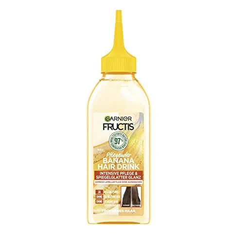 Garnier Haarfluid für trockenes Haar, Haarkur für mehr Glanz und Geschmeidigkeit, Mit reparierender Lamellar-Formel, Fructis Banana Hairdrink, 1 x 200 ml