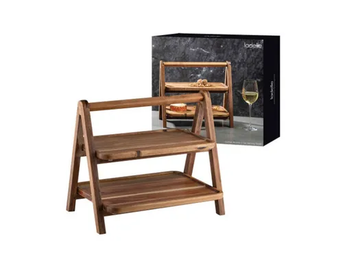 Ladelle Etagere GATHER Servierturm akazie 2-etagig, Akazienholz, (Serviertürme), Gather Acacia 2 Tier Serving Tower 40x22x35cm