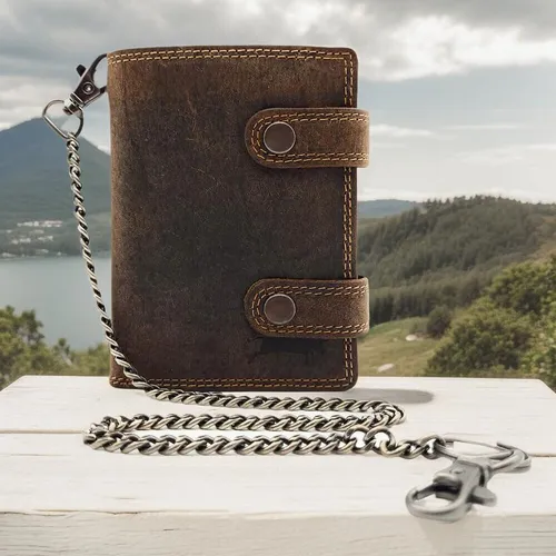 Klassische echt Leder Biker Geldbörse mit RFID Schutz