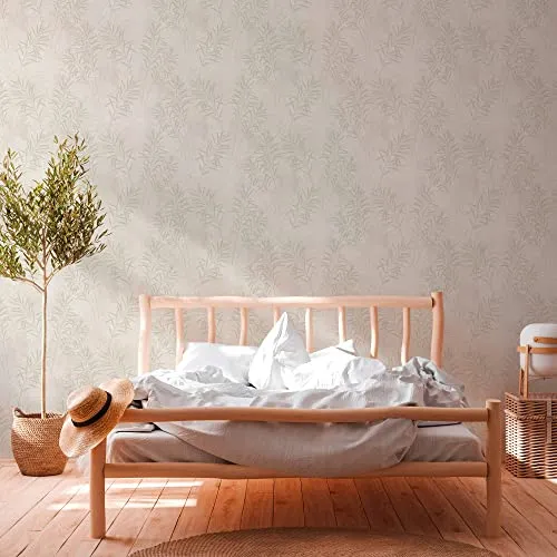 Tapete Floral Creme Grün Metallic - A.S. Création Terra 389194 - Vliestapete in Premium-Qualität, ideal für Wohnzimmer und Schlafzimmer, mit einer eleganten matt strukturierten Oberfläche und umweltfreundlichem RAL- und FSC-Zertifikat.