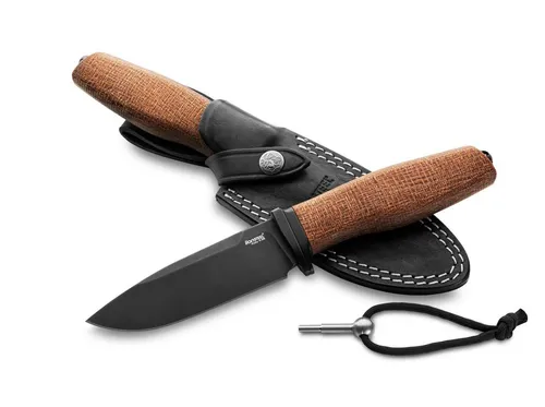 LionSteel ACHA Taschenmesser mit Micarta-Griff - Robustes Jagdmesser mit eleganter Klinge aus M390 und ergonomischem Griff aus braunem Micarta. Ideal für Outdoor-Aktivitäten und mit leicht zerlegbarem Design für einfache Wartung.