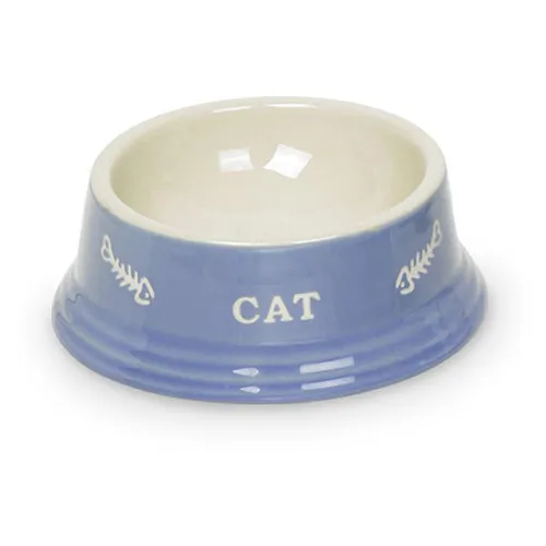 Nobby Katzennapf CAT Ø14 x 4,8 cm hellblau / beige Keramik für Futter o. Wasser