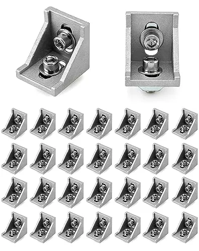 QWORK 30stk Befestigungsmaterial Winkel Befestigung , Aluprofil 40x40 Nut 8 Aluminium Aluprofil,für Aluprofil Winkel Wandhalter Montagematerial