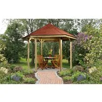 Weka Pavillon 656 Sparset Gr.1 mit Roten Dachschindeln - Gartenlauben & Holz-Pavillons, ideal für entspannte Momente im Freien, kesseldruckimprägniertes Holz sorgt für Langlebigkeit und Witterungsbeständigkeit.