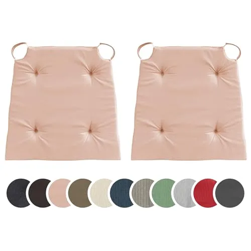 sleepling 2er Set Stuhlkissen, Sitzkissen für Indoor und Outdoor, mit Klettverschluss, 100% Baumwolle, Made in EU, Maße: 42 (vorne) 35 (hinten) x 40 x 5 cm, Rose