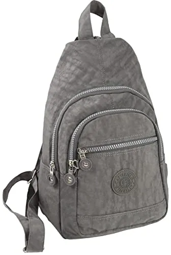 CF CATTERFELD Cityrucksack - Leichter Damen Daypack für Freizeit und Fahrrad - Rucksäcke: Sehr leichter und praktischer Daypack aus Nylon in Grau, ideal für Radsport und Wandern, mit mehreren Reißverschlussfächern für optimale Organisation.