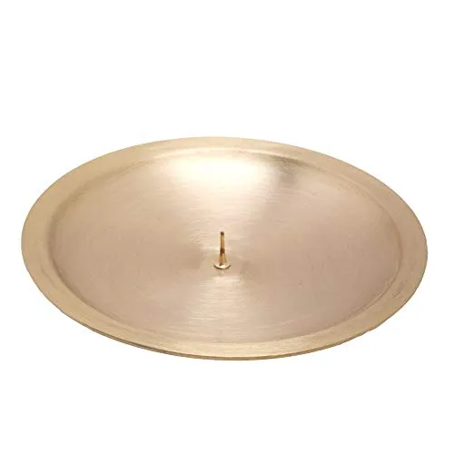 NKlaus Kerzenteller Ø 13cm Kerzenständer Taufkerze Kerzenhalter mit Dorn 1cm Kerzenuntersetzer Messing Stumpenkerzen Kommunion Taufe Gold matt 2813