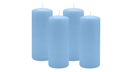 Kopschitz Kerzen Stumpenkerze 4er Set Stumpenkerzen/Adventskranzkerzen Hellblau Ø 60 x 120 mm