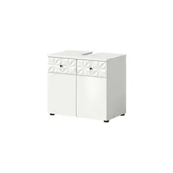 xonox.home Badezimmer Prisma Waschbeckenunterschrank - Unterschrank fürs Bad mit zwei Türen und offenem Fach, ideal für die ordentliche Aufbewahrung von Handtüchern und Pflegeprodukten. Zeitloses, pflegeleichtes Design in Weiß.