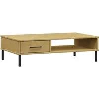 vidaXL Couchtisch OSLO mit Metallbeinen aus massivem Kiefernholz