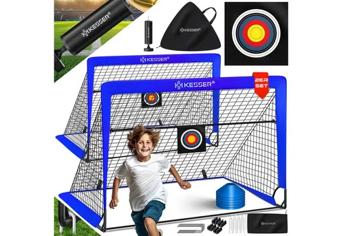 KESSER Fußballtor Pop-Up 2er Set, Faltbare Fußballtore für Kinder - Faltbare Fußballtore von KESSER mit verstärkten Glasfaserstangen und praktischem Pop-up Design. Ideal für unterwegs, wetterbeständig und schnell aufbaubar – für unvergesslichen Fußballspaß!