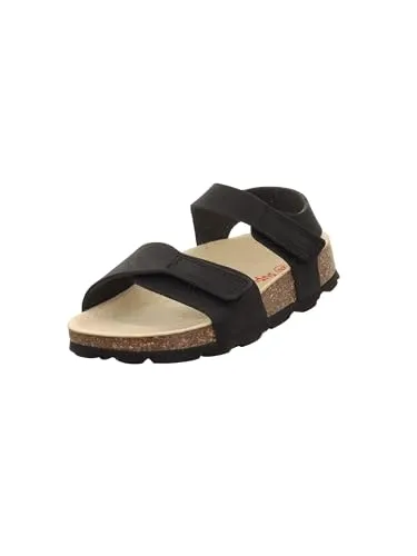 Superfit Jungen Fussbettpantoffel Sandale, Schwarz 0000, 30 EU - Wanderschuhe mit orthopädischem Tieffußbett aus Naturkork, ideal für optimale Passform dank 2 Klettverschlüssen und abfärbungsfreier Sohle.