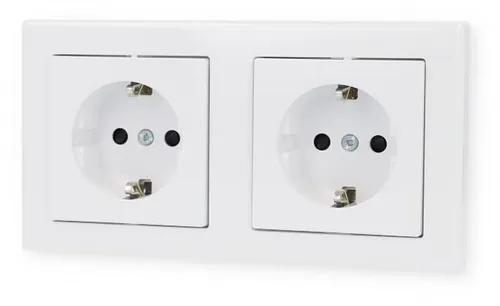 Merten MEG2328-1425 SCHUKO-Doppel-Steckdose, M-Smart, Berührungsschutz, Steckklemmen, aktivweiß glänzend