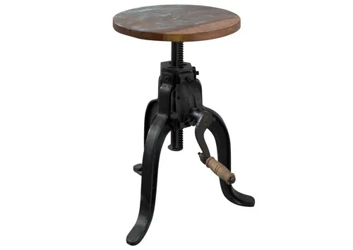 Massivmoebel24 Hocker Altholz INDUSTRIAL #02 - Sitzhocker aus ca. 60% wiederverwertetem Altholz und massivem Mango- oder Akazienholz, ideal für vielseitige Nutzung und individuelle Akzente in jedem Raum.