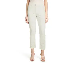 Betty Barclay Casual-Hose Damen Baumwolle weiß - Stoffhosen mit eleganter Lochstickerei und funkelndem Strass, figurbetonter Slim-Fit-Schnitt und praktischem 5-Pocket-Stil - die Limited Edition für stilbewusste Freizeitlooks.