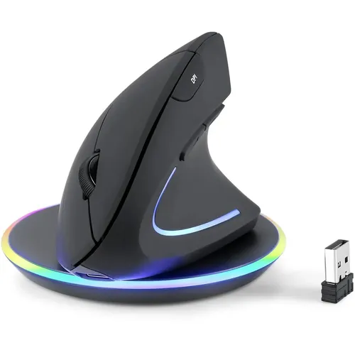 Perixx PERIMICE-713RX Kabellose Vertikale Maus - Mäuse mit kabelloser und kabelgebundener Nutzung, ergonomisches Design für weniger Handgelenkbelastung und wiederaufladbar für maximale Flexibilität.