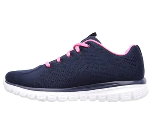 Skechers GRACEFUL GET CONNECTED Sneaker - Sneaker in Größe 39 EU, Navy/Hot Pink, für optimalen Tragekomfort mit einem stylischen, lässigen Design und einer robusten Gummi-/Synthetiksohle.