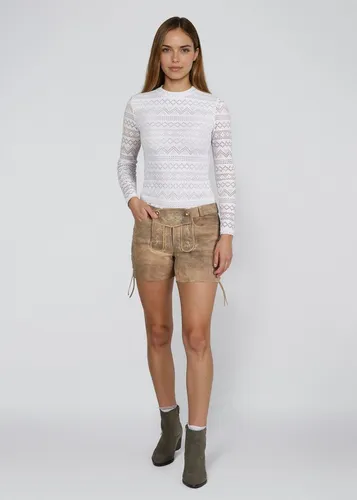 Spieth & Wensky Shorts Barbie mit Stickereien beige 38 - Elegante Shorts aus 100% Ziegenleder in Größe 38. Strapazierfähig und festlich im Look, ideal für besondere Anlässe. Slim Fit für eine perfekte Passform.